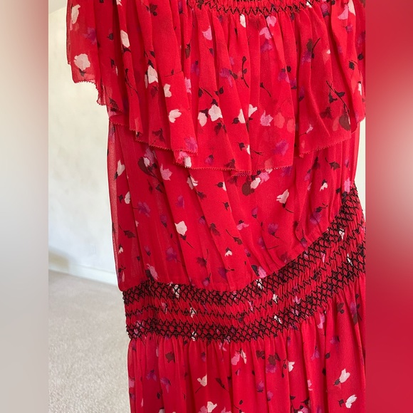 JOIE red floral ruffle dress - Picture 7 of 9